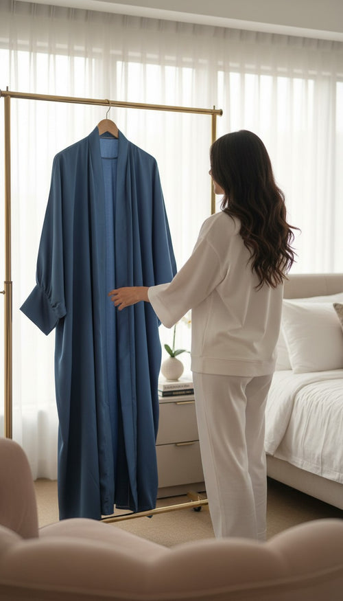 Ash Al Shab – Luxury Jacket Abaya Set in Armani Satin (Jacket + Inner)