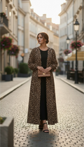 Haiwa by Al Shab - Animal Print Open Abaya with Inner Dress ( Jacket & Inner )