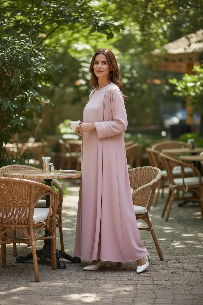 Ash Al Shab – Luxury Jacket Abaya Set in Armani Satin (Jacket + Inner)